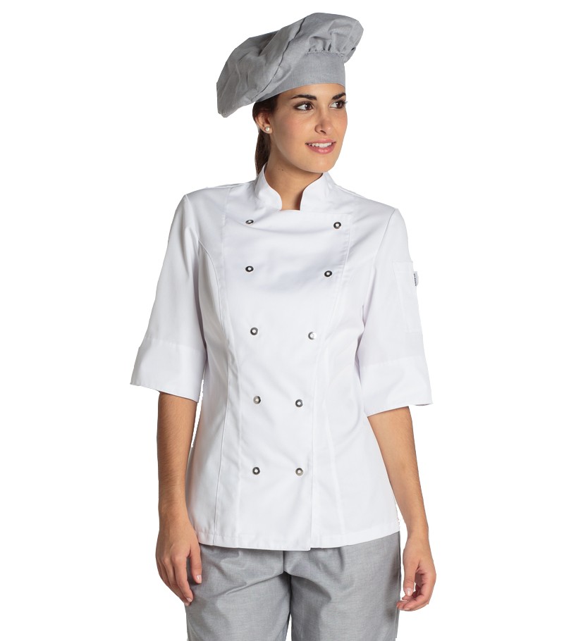 Chaquetilla De Cocina Mujer Cuello Mao Blanca Amy. Vestuario Hostelería Y  Hotel